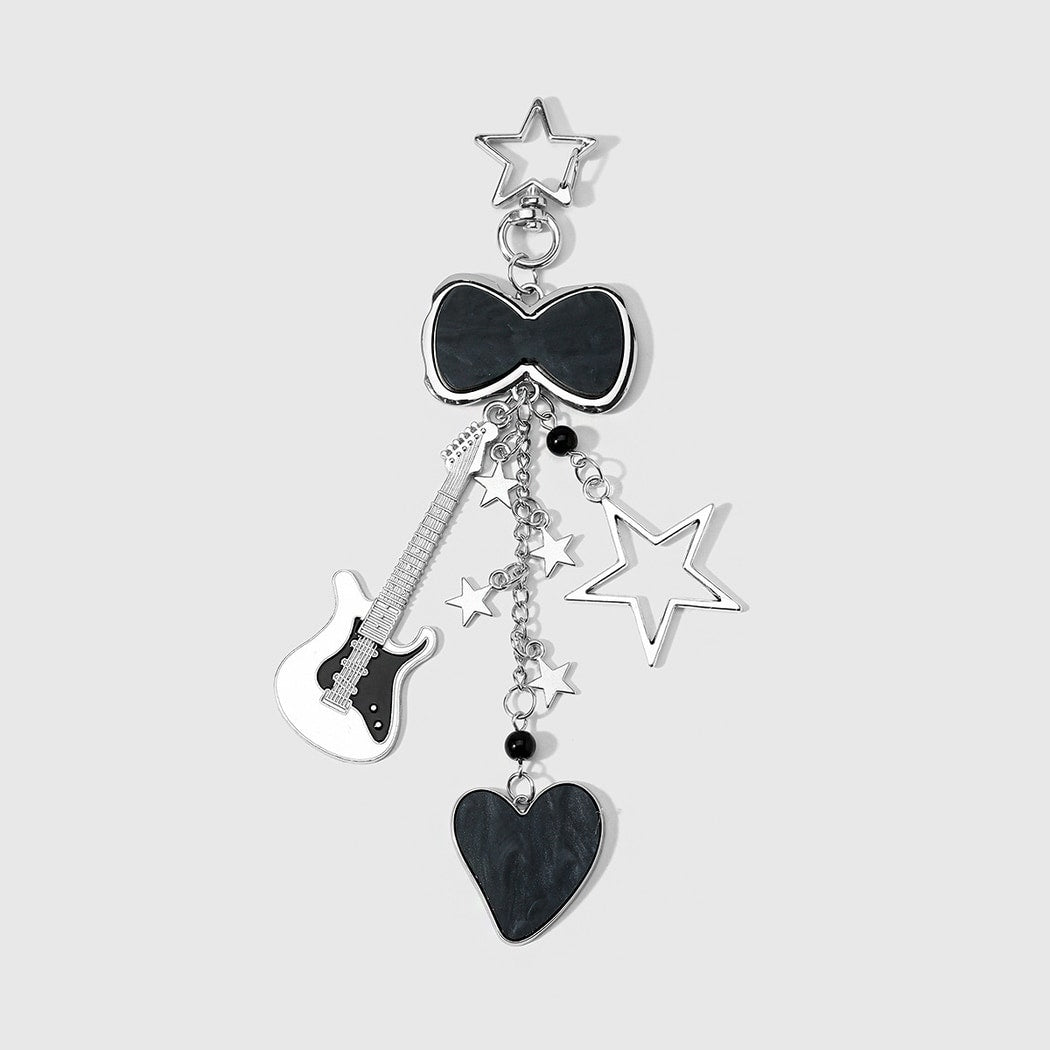 Keypus - Retro Silver Black Guitar Keychain