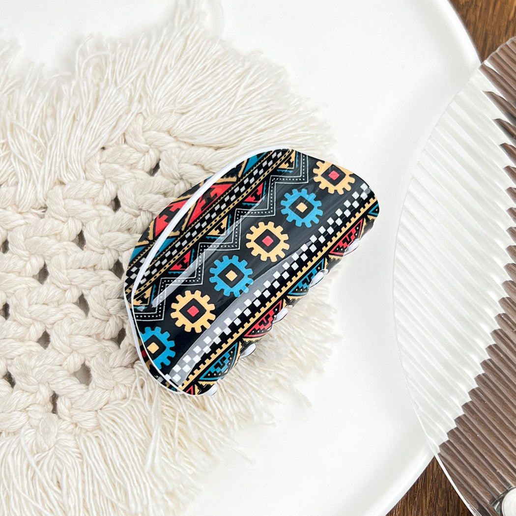 Beau - Colorful Geometric Print Hair Claw - view 21