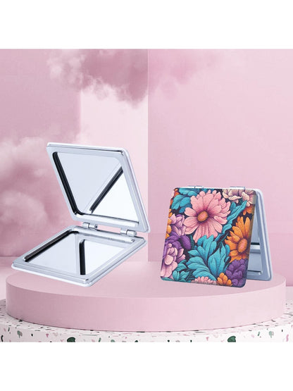 Mirroray - Bright Floral Print Foldable Portable Makeup Mirror