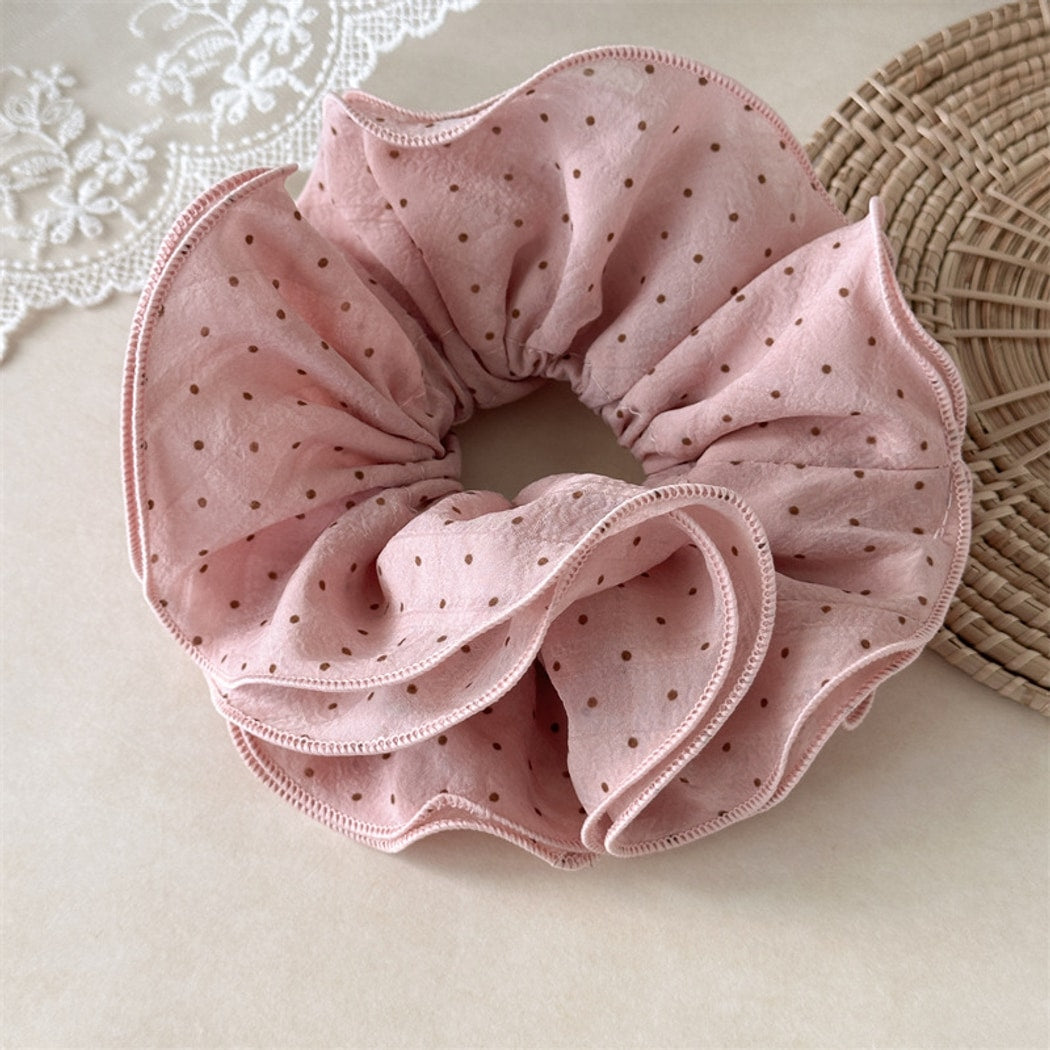 Gifty - Ruffled Polka Dot Polyester Scrunchie