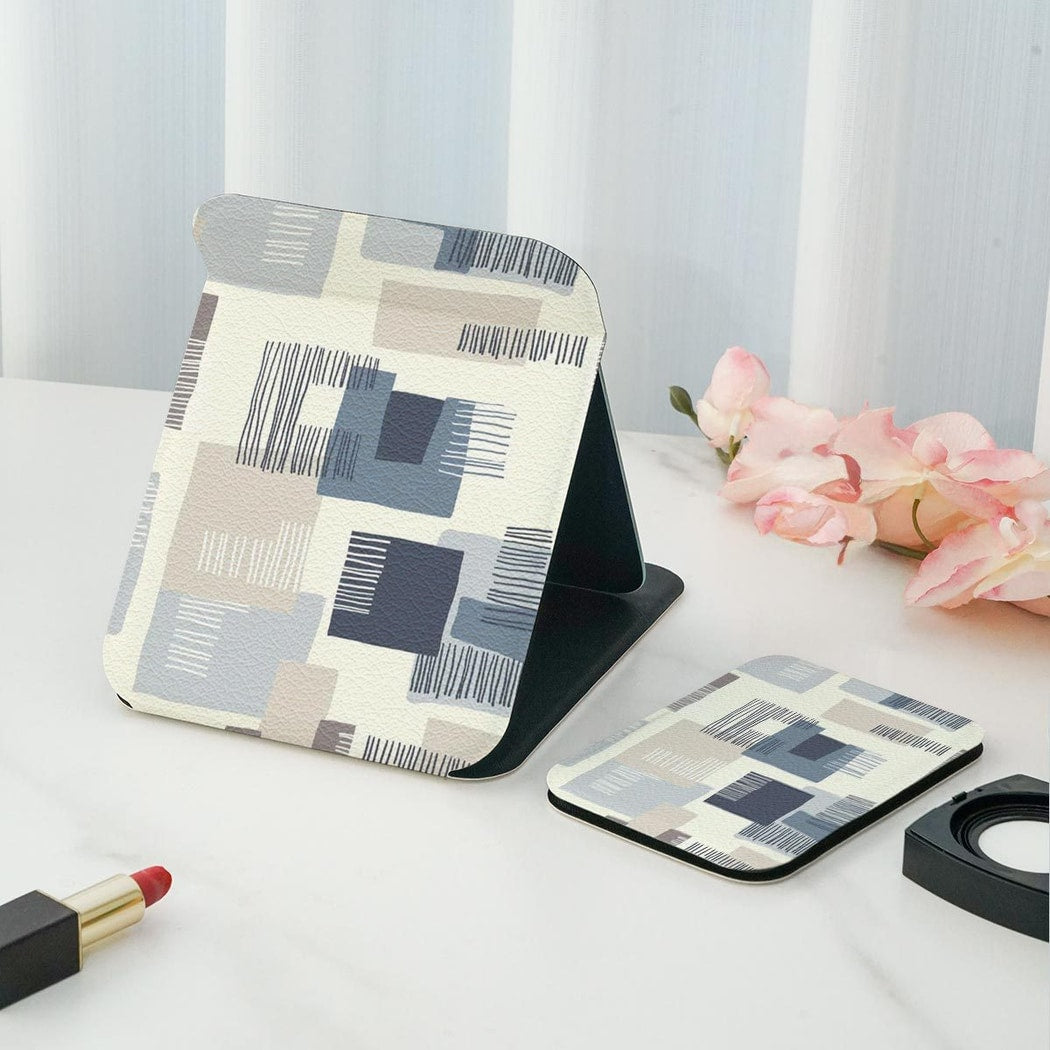 Mirroray - Geometric Double-Sided Print Folding Makeup Mirror