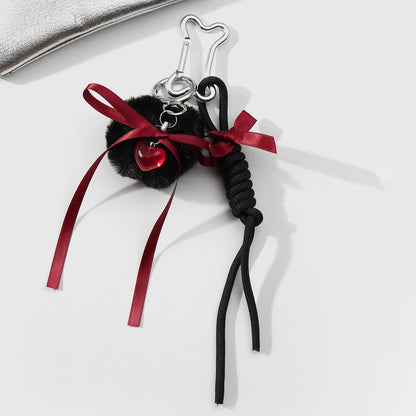 Keypus - Y2K Pom Pom and Heart Keychain