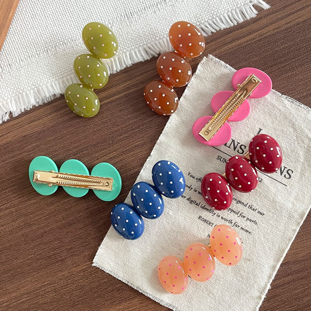 Beau - Sweet Oval Shaped Polka Dot Hair Clip
