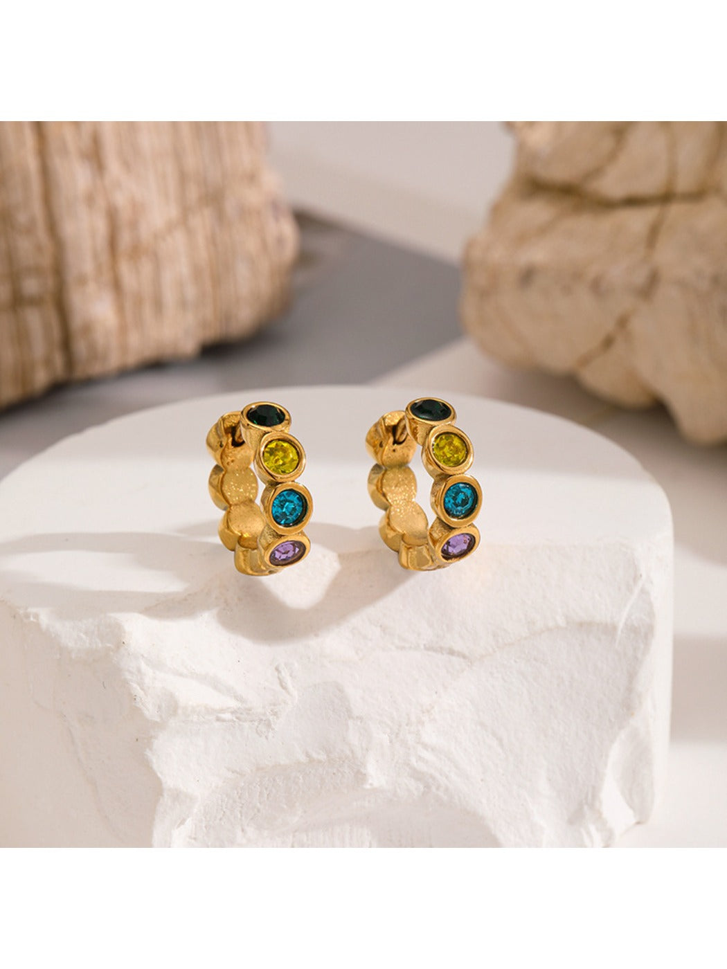 Earedge - Irregular Multicolored Curved Earrings