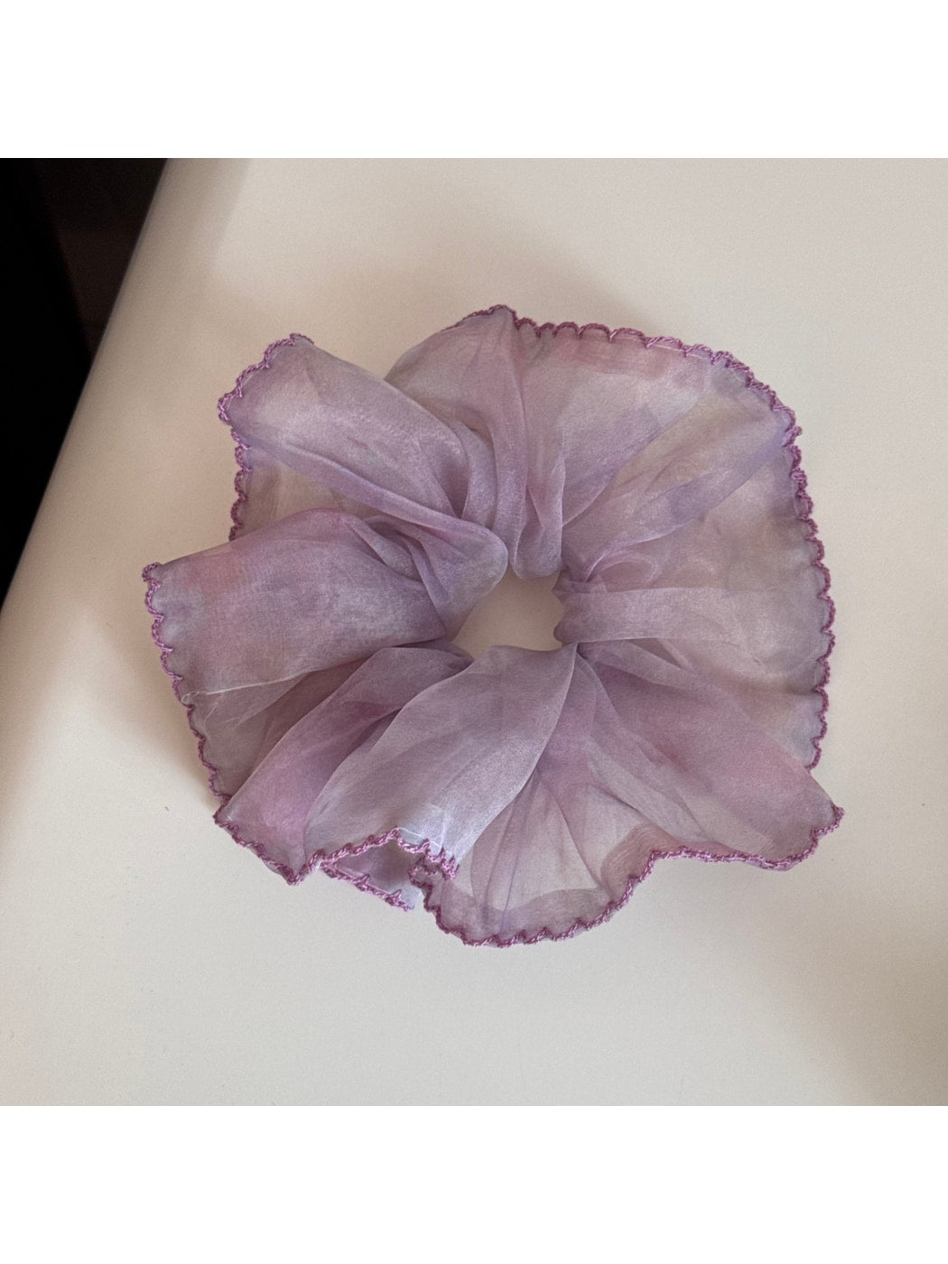 Gifty - Floral Mesh Ruffled Sheer Fabric Scrunchie