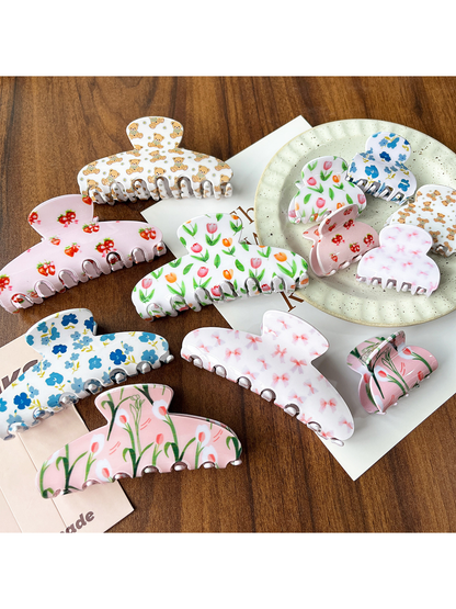 Beau - Sweet Printed Ring Acrylic Hair Claw Clip