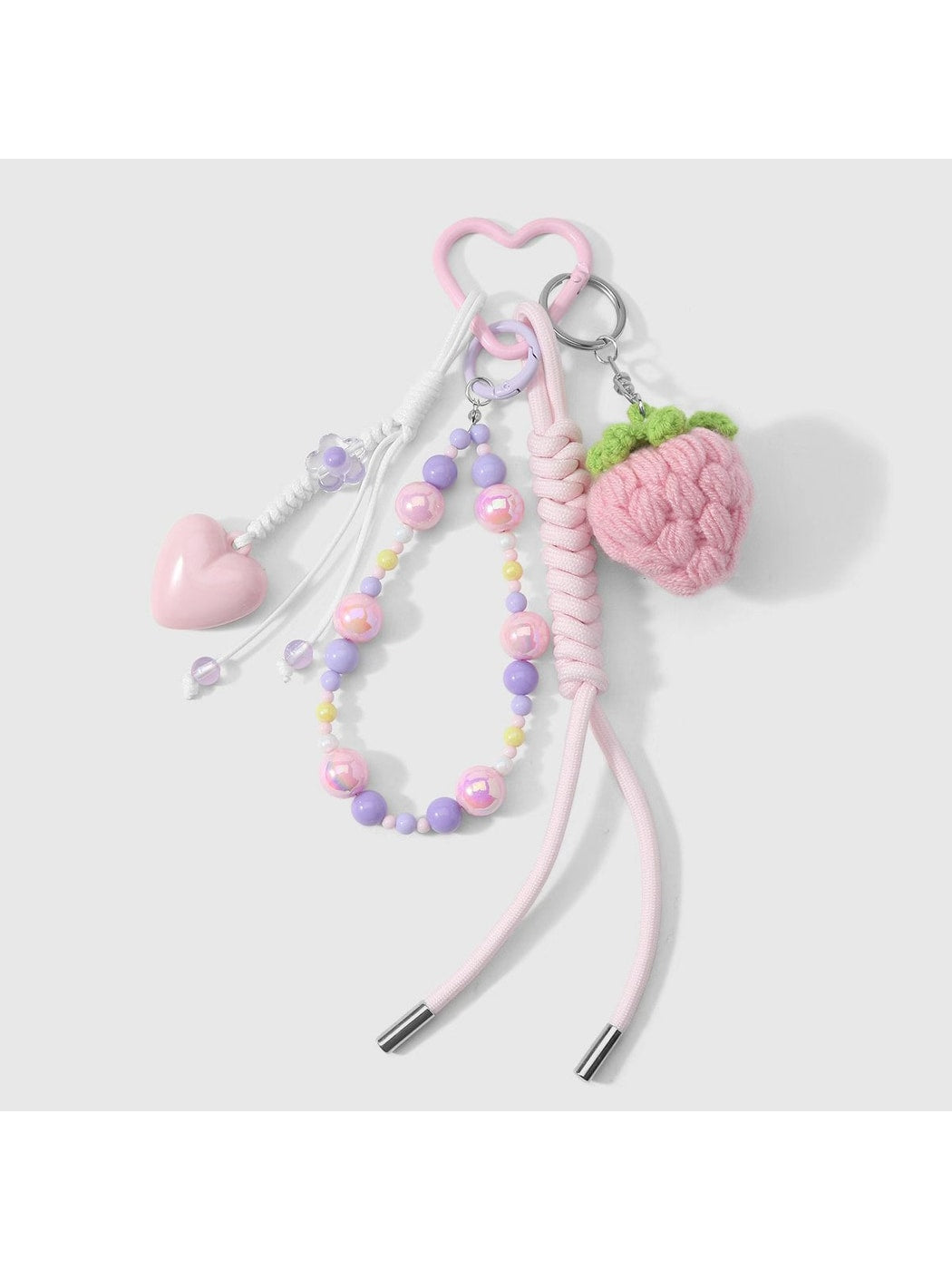Keypus - Y2K Beaded Strawberry Heart Bag Charm Keychain