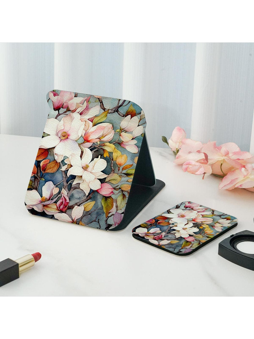Mirroray - Floral Print Folding Desktop Vanity Mirror