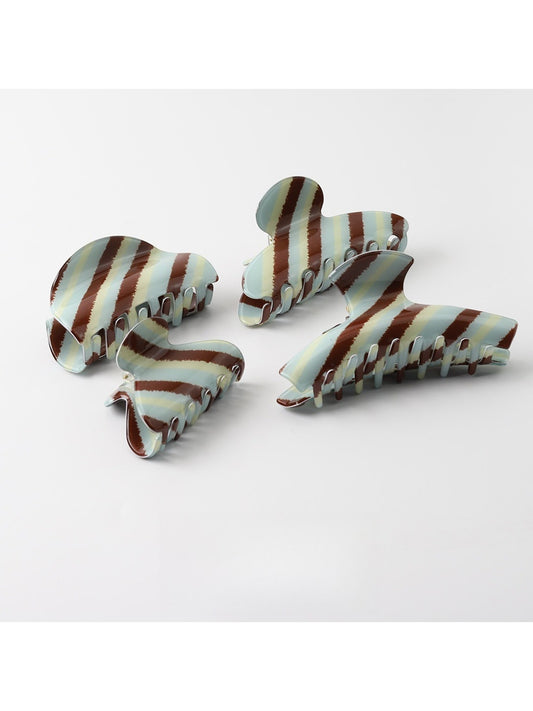 Beau - Retro Inspired Striped PVC Hair Claw Clip