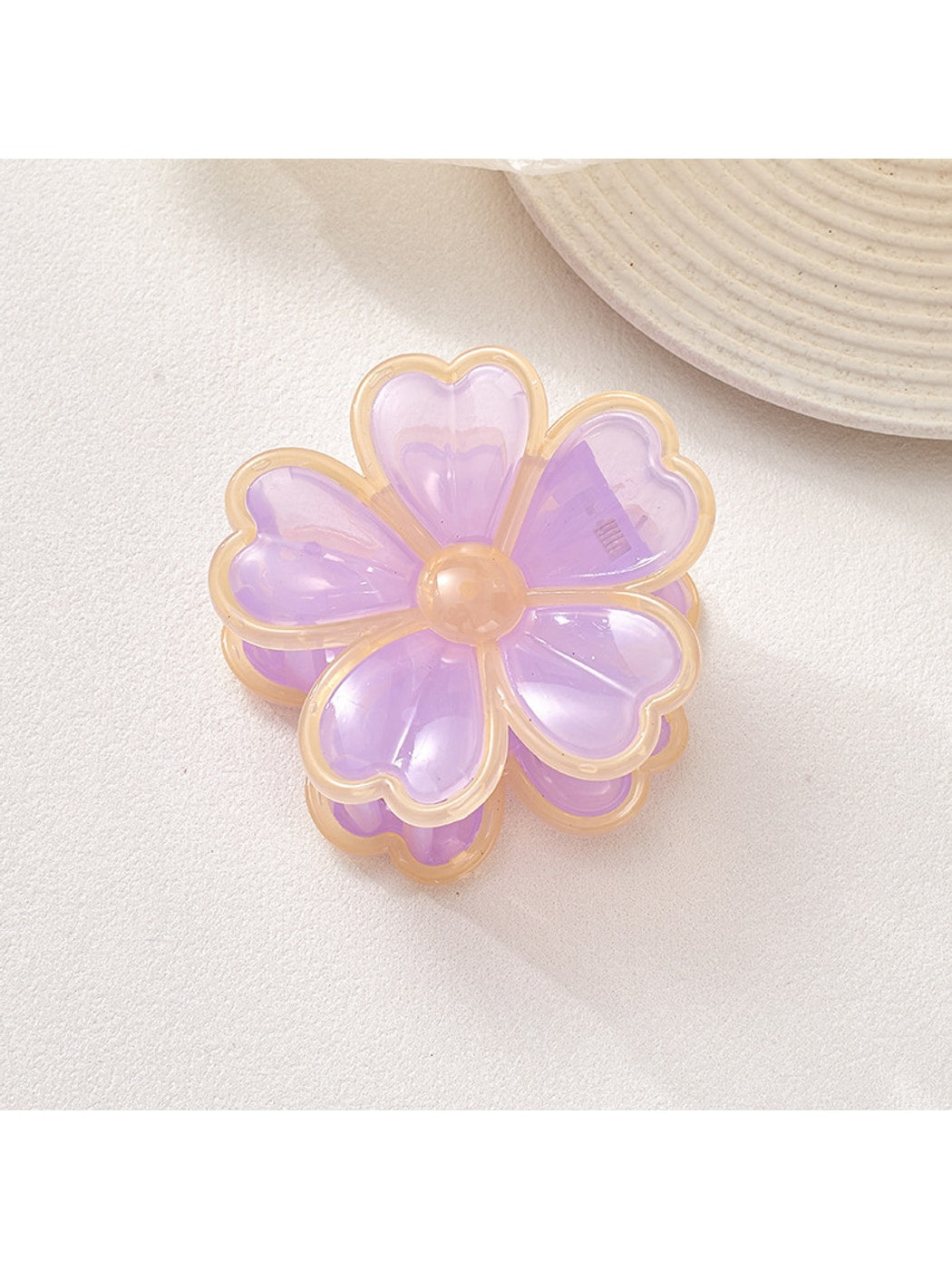 Beau - Glossy Petal Flower Plastic Hair Claw Clip