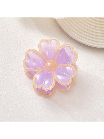Beau - Glossy Petal Flower Plastic Hair Claw Clip