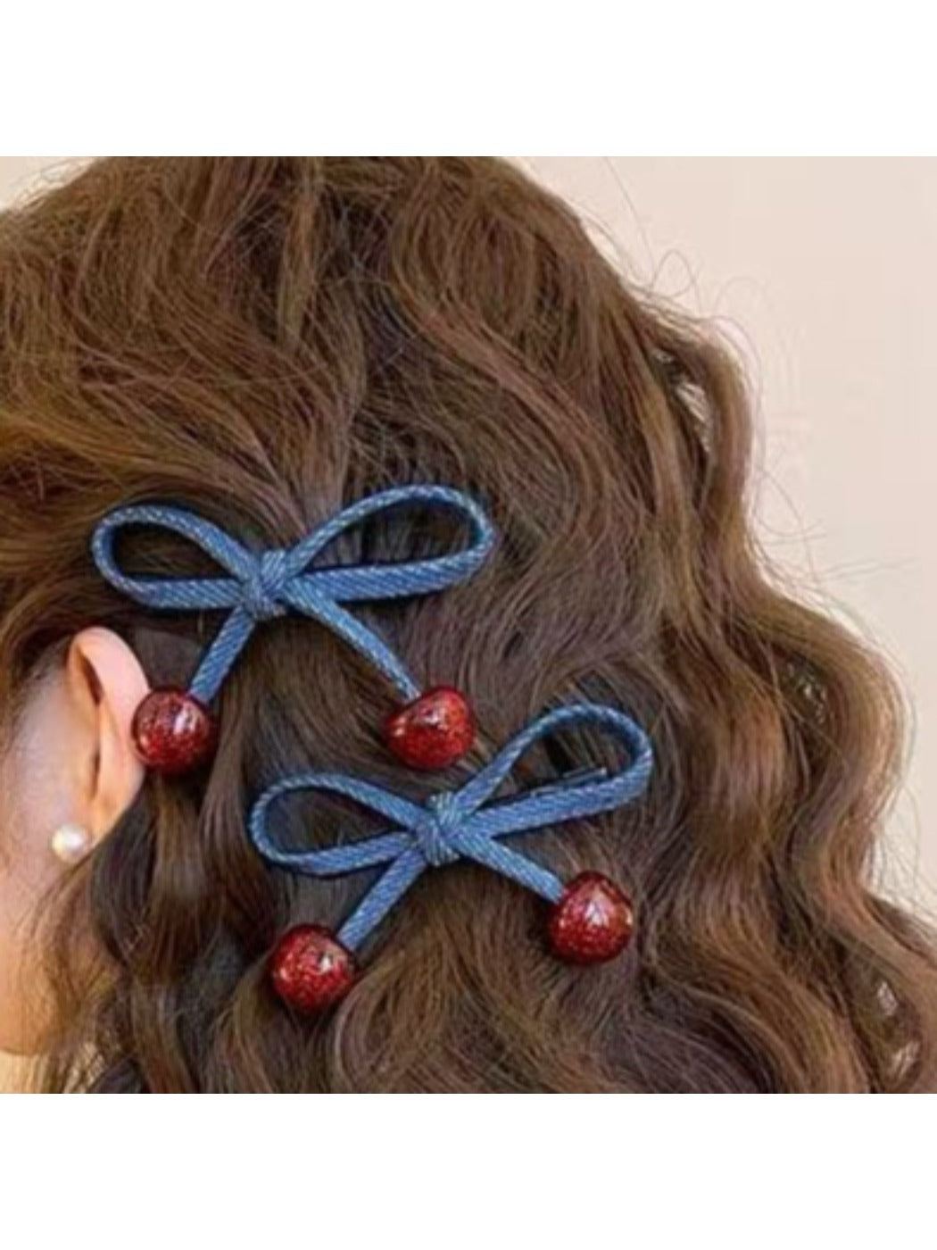Beau - Cherry-Embellished Bow Hair Clip