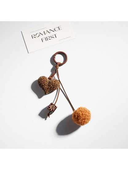Keypus - Leopard Print Heart Shaped Bow Keychain