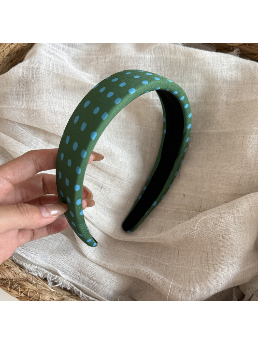 Gifty - Polka Dot Padded Fabric Wide Form Headband