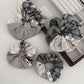 Gifty vintage patchwork plaid ruched scrunchie on a white background