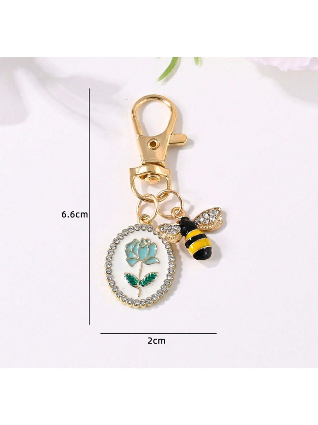 Keypus alloy keychain showing the keyring and flower print pendant