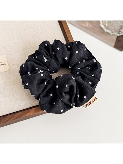 Gifty - Pleated Mesh Polka Dot Horse Print Scrunchie