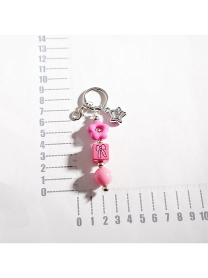 Top view of the beaded star keychain showing detailed beadwork and colors