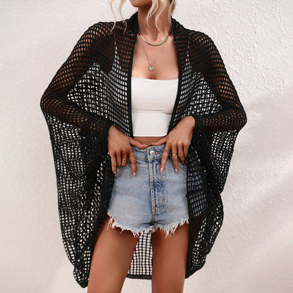 Crochet Knit Hollow-Out Long Cardigan