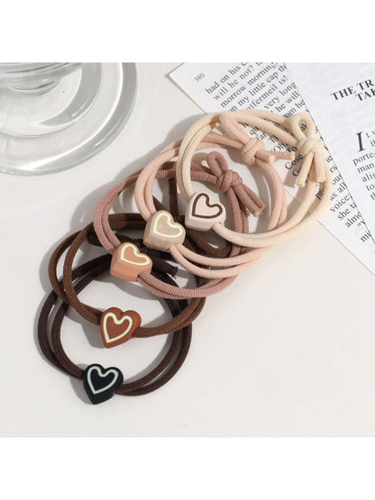 Gifty - Elastic Heart Detail Ponytail Polyester Hair Tie