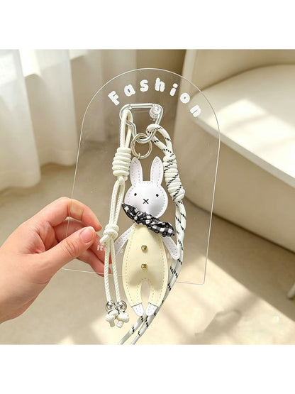 Keypus - Bow Rabbit Faux Leather Alloy Bag Charm Keychain
