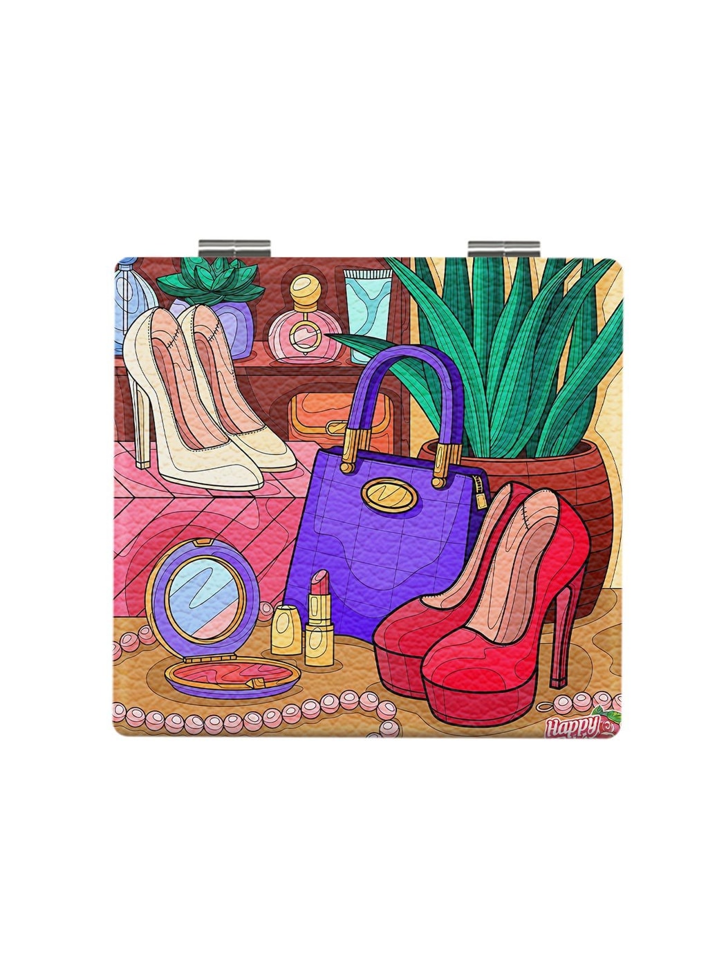 Mirroray - Cartoon Style High Heel Printed Foldable Mirror