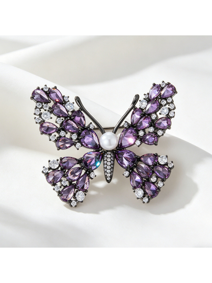 Brovia - Vintage Butterfly Accent Alloy Brooch