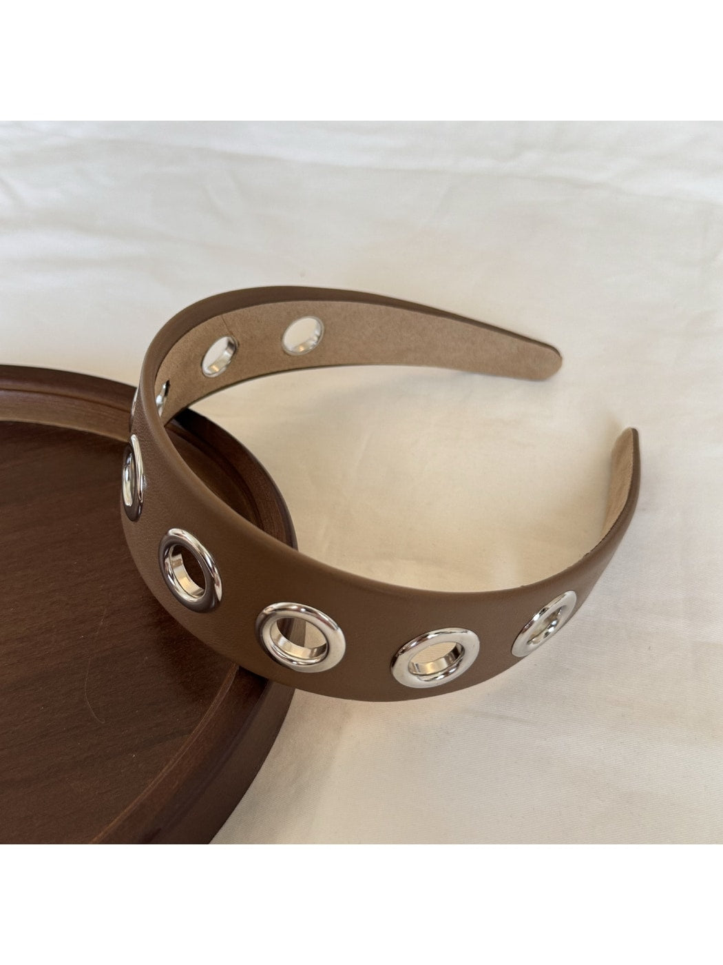 Gifty - Simple Punk Style PU Leather Alloy Detail Headband