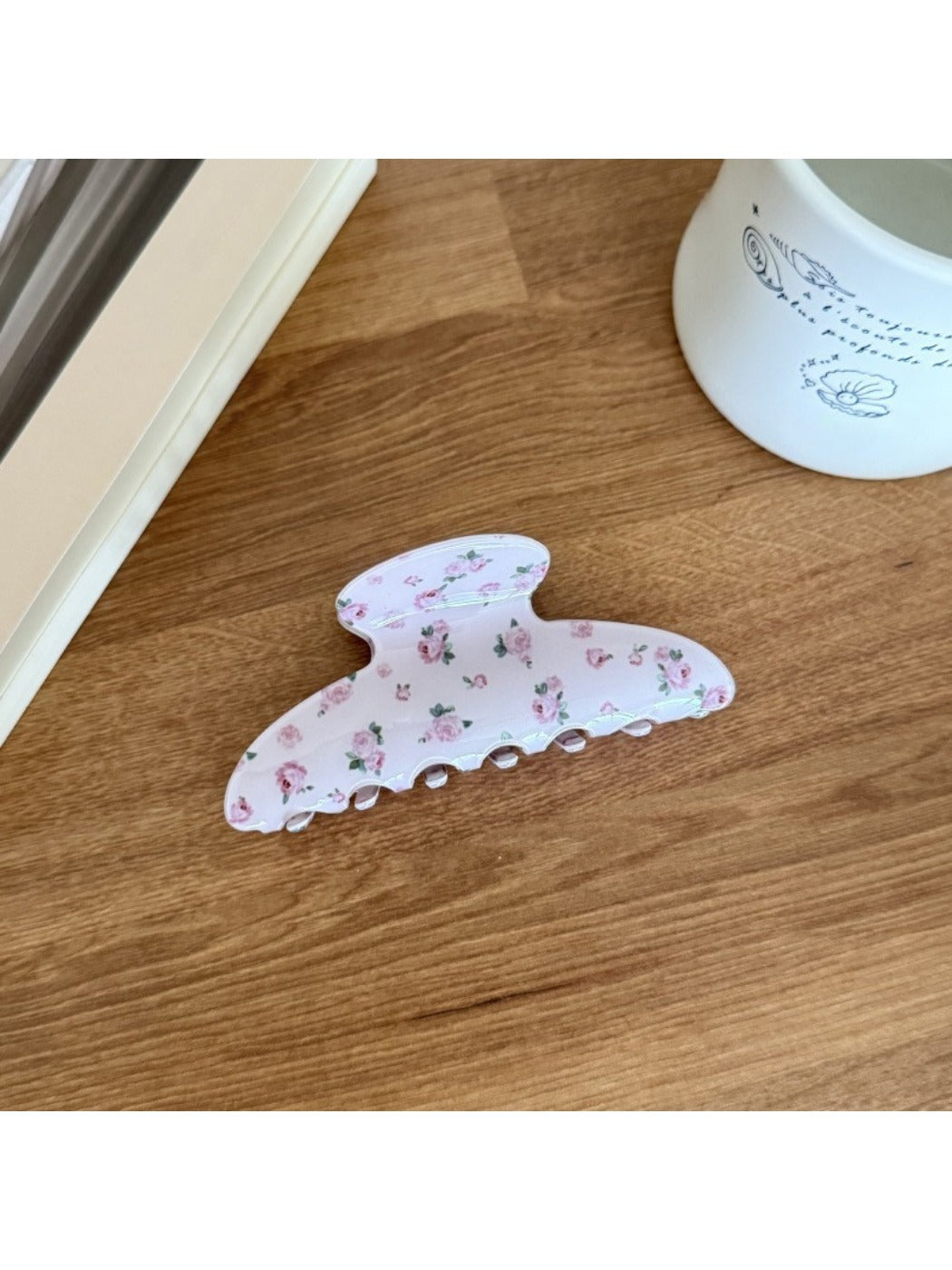 Beau - Pink Floral Print Hair Claw Clip