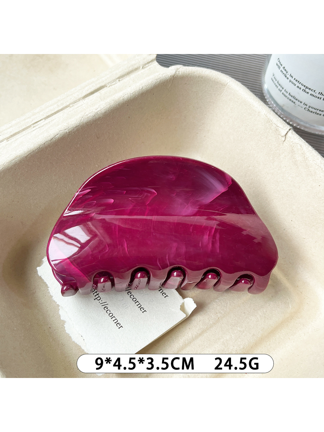 Beau - Marbled Flower Accent Large Plastic Claw Clip