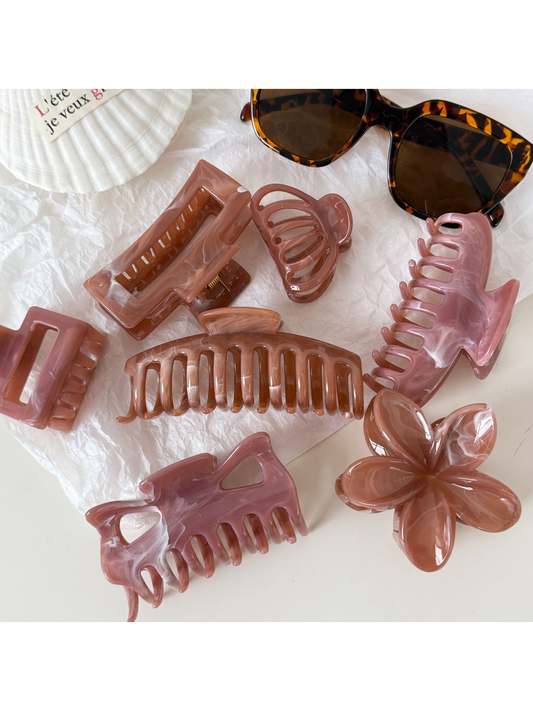 Beau - Glossy Marbled Retro Style Claw Clip