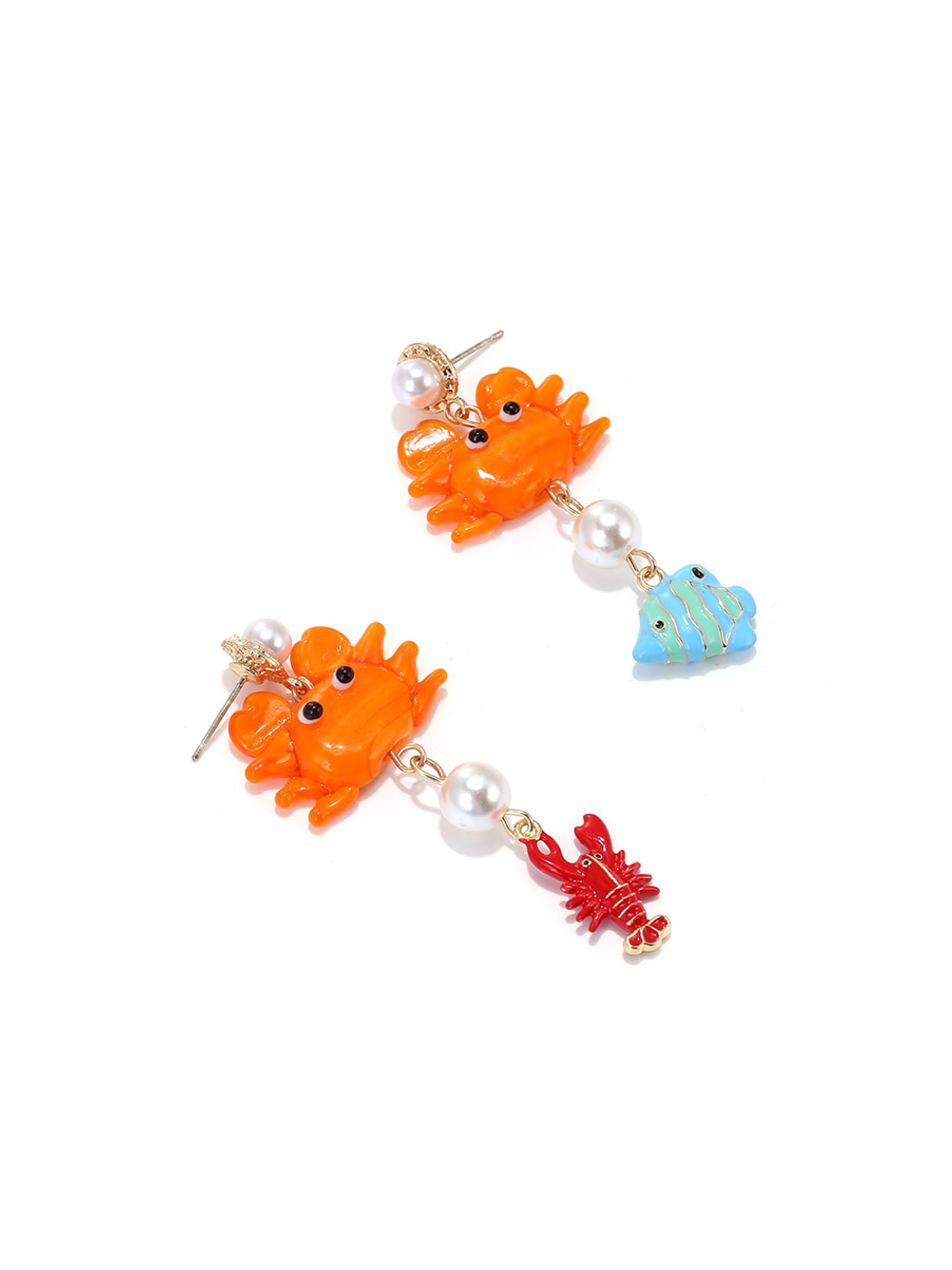 Earedge - Asymmetrical Crab Fish Beach Style Earrings