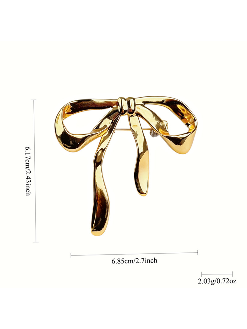 Brovia - Gold Tone Bow Accent Alloy Brooch Pin