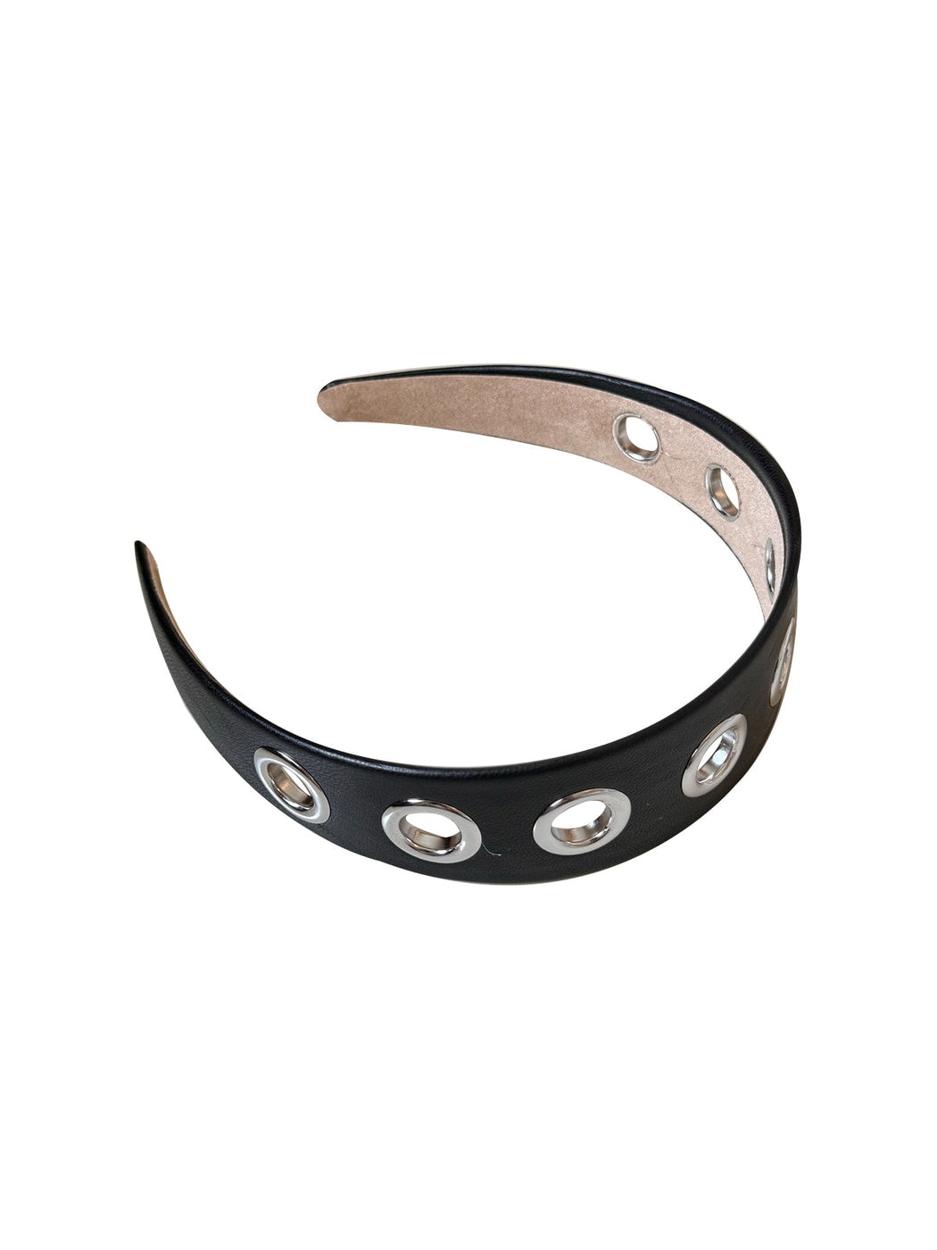 Gifty - Simple Punk Style PU Leather Alloy Detail Headband