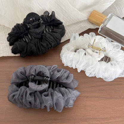 Beau - Ruched Mesh Rectangular Hair Claw Clip