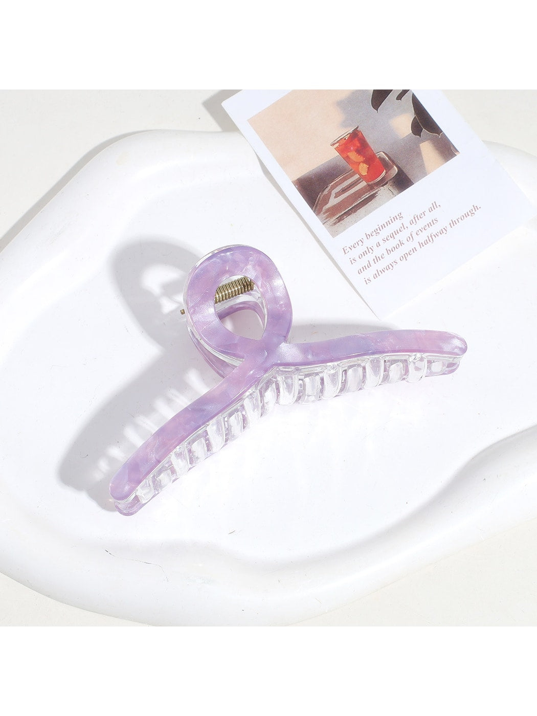 Beau - Floral Print Y-Shaped Plastic Alloy Claw Clip