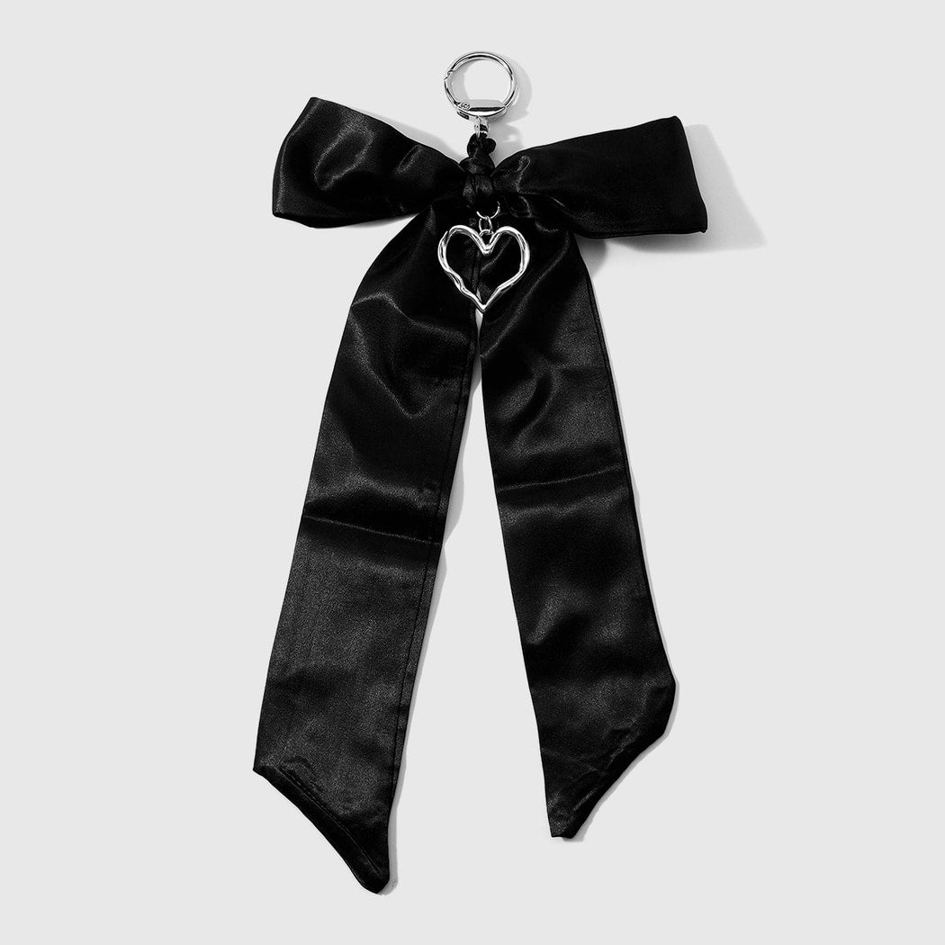 Keypus - Heart Charm Satin Bow Keychain