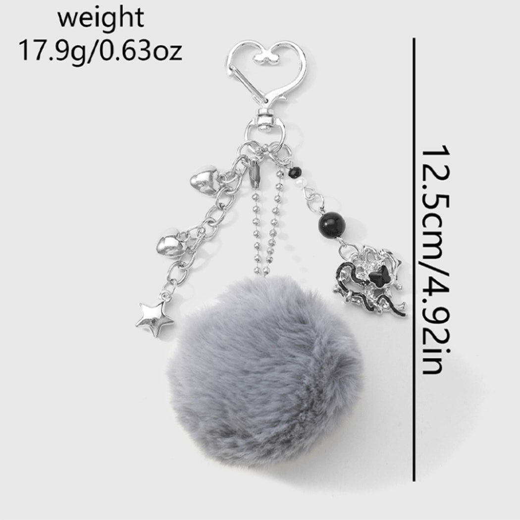 Keypus - Y2K Fuzz Ball and Cross Design Keychain