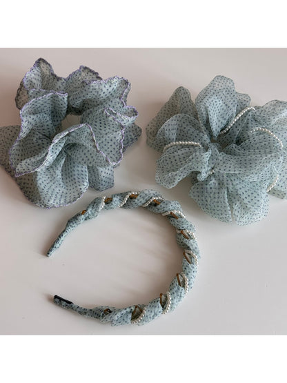 Gifty - Ruffled Polka Dot Sheer Look Scrunchie