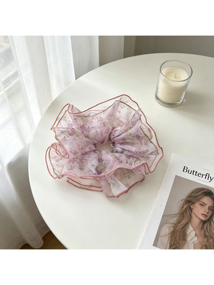 Gifty - Floral Print Multi-Layer Polyester Scrunchie