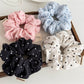 Gifty - Pleated Mesh Polka Dot Horse Print Scrunchie