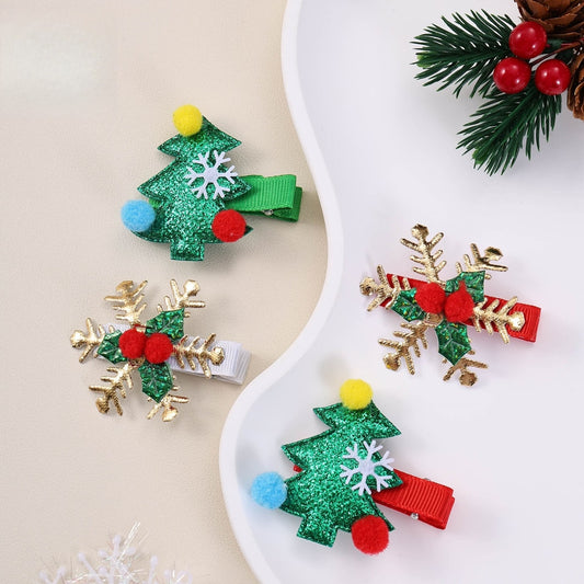 Beau - Christmas Glitter Snowflake Side Barrette