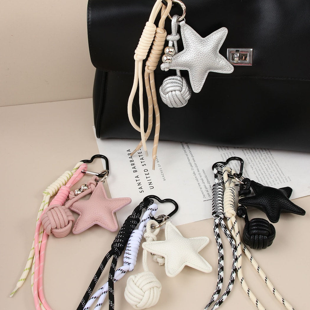 Keypus - Star PU Cord Knot Bag Charm Keychain