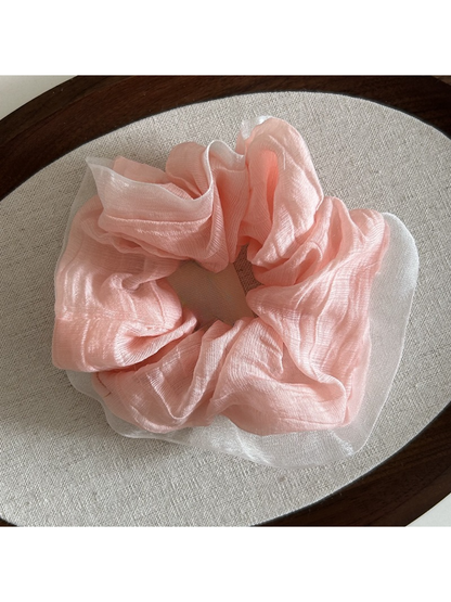 Gifty - Solid Mesh Lace Trim Oversized Scrunchie
