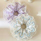 Gifty - Ruffled Openwork Flower Print Lace Scrunchie