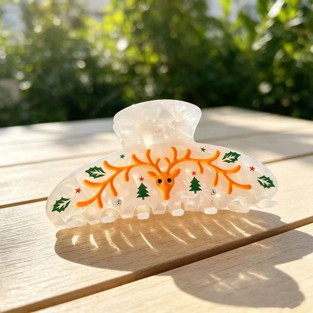 Beau - Christmas Theme Acetate Claw Clip
