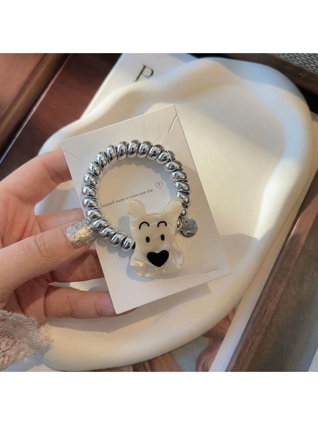 Gifty - Cute Dog Charm Telephone Cord Spiral Hair Tie