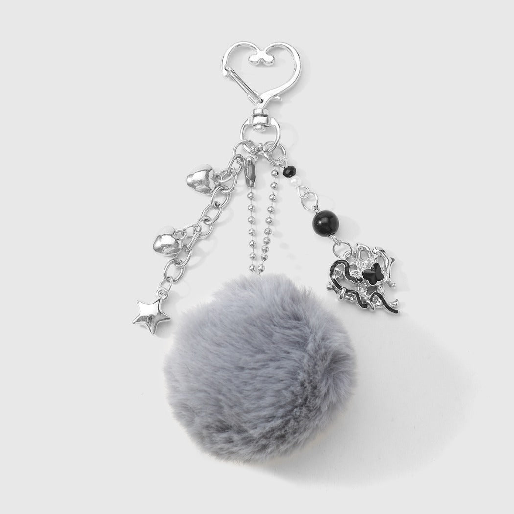 Keypus - Y2K Fuzz Ball and Cross Design Keychain