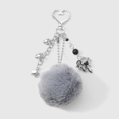 Keypus - Y2K Fuzz Ball and Cross Design Keychain