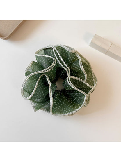 Gifty - Polka Dot Mesh Ruffled High Elasticity Scrunchie